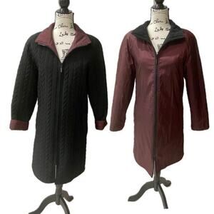 VTG 90'S GALLERY COAT JACKET REVERSIBLE FULL ZIP BLACK/MAROON SZ XS VERSATILE
